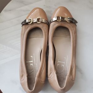 AGL Italian Leather Flats in Nude